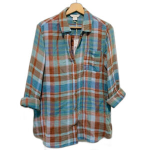 Natural Reflections Plaid Multi Double Cloth Button Down Shirt size small